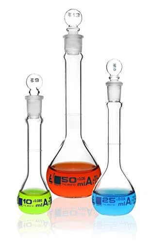 Premium Volumetric Flask Set - 10ml, 25ml & 50ml - Class A, ASTM E288