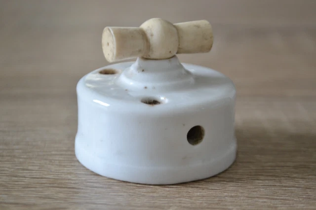 Ancien Interrupteur En Porcelaine Type Tourniquet - Générique - Occasion