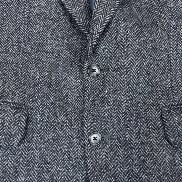 LANDS END HARRIS Tweed Jacket Mens 41 R Gray Scottish Wool Sport Coat ...