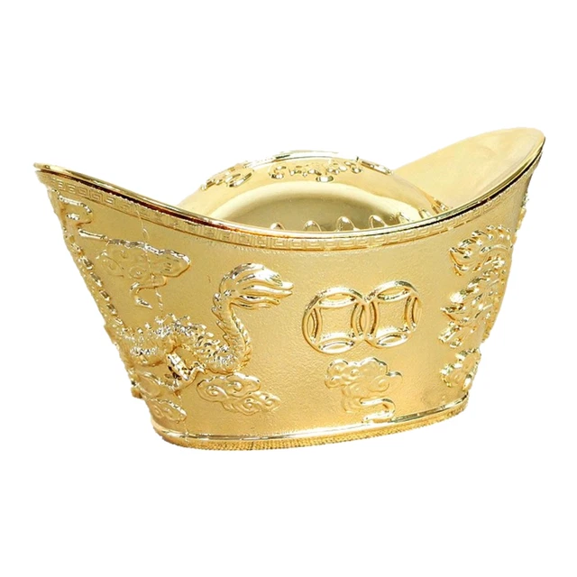 Large Feng Shui Gold Ingot Ornament for Wealth - Attract Fortune & Prosperity