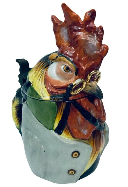 Schierholz Sohn Antique Character Beer Stein Gentleman Rooster Original ~ VIDEO Schierholz Sohn Antique Character Beer Stein Gentleman Rooster Original ~ VIDEO
