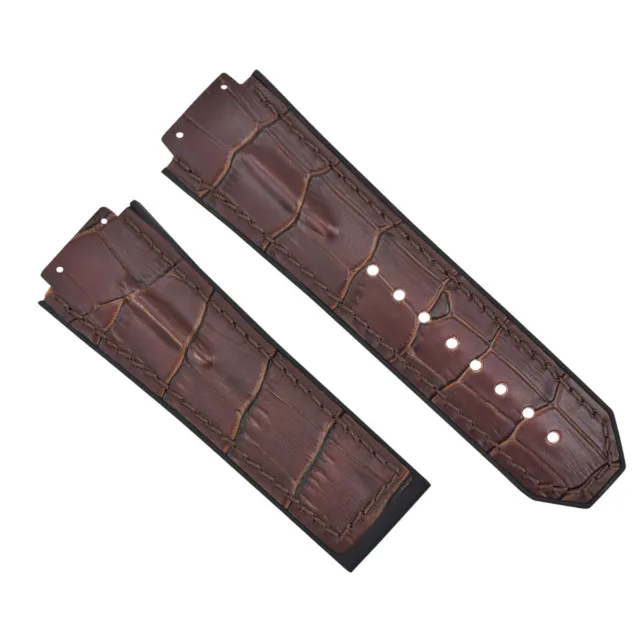 25Mm Leather Rubber Strap For 44-45Mm Hublot Fusion F1 Big Bang Brown Top Qualty