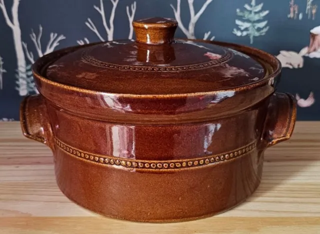 Vintage treacle glazed stoneware Pearsons of Chesterfield Casserole Stew Pot