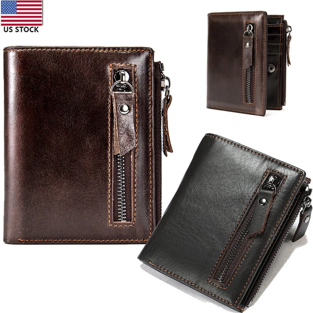 Mens Womens Wallet Credit Card Holder Leather RFID Blocking Zipper Pocket Purse