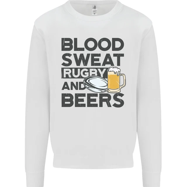 Felpa Blood Sweat Rugby e Birre Divertente Uomo Maglione 2