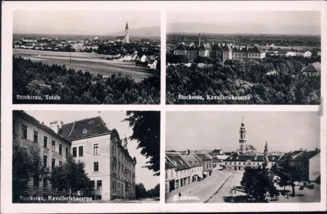 Stockerau 4 Bild: Totale, Markt, Kaserne  b  Korneuburg Ansichtskarte 1940 2