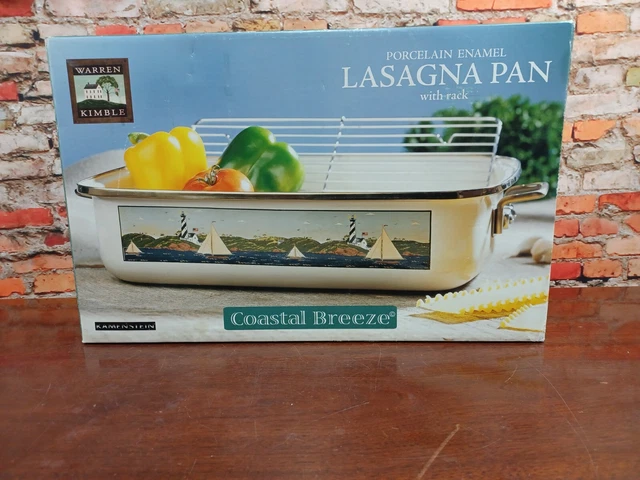 Vtg 2000 Warren Kimble Lasagna Pan #1964 Porcelain & Enamel  Coastal Breeze pre