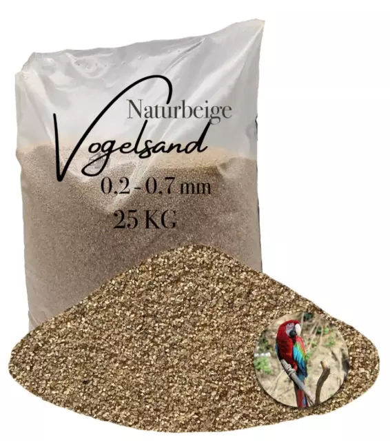 Vogelsand für Vogelkäfig entstaubt beige 25kg ohne Anis und Grit 0,2-0,7 mm