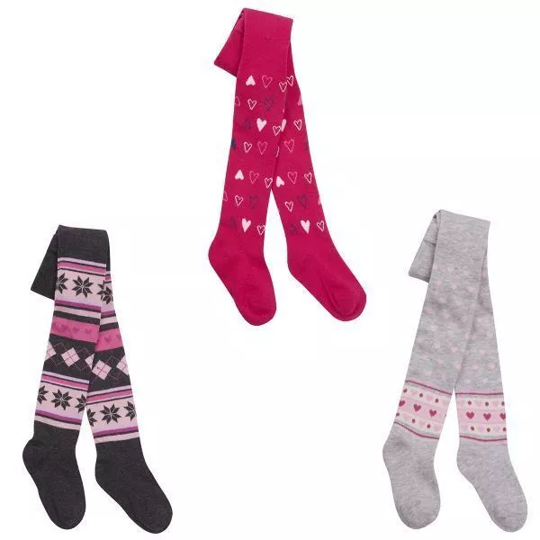 Tick Tock Baby Girls Greys, snowflake stripe pink heart Designed Tights 45b115