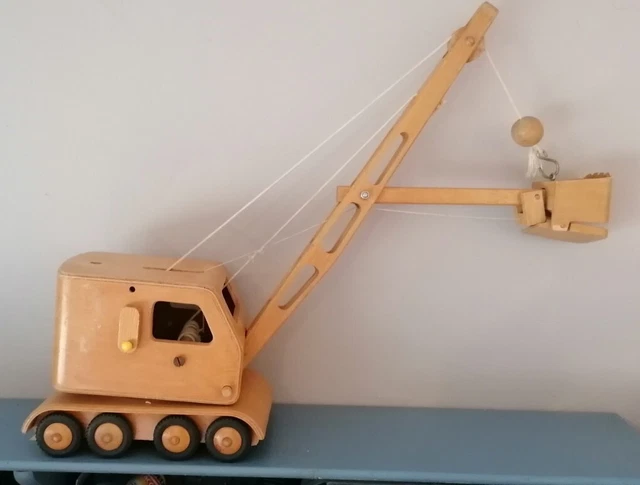 Jouet Ancien En Bois - Grue De Chargement - Marque WF Friedrich Frobel Werdau