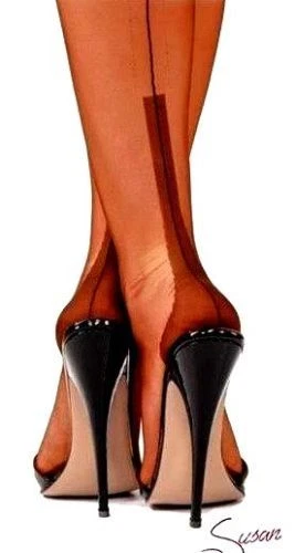 Tan seamed stockings top