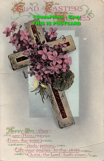 R352848 Glad Easter Wishes. Cross with flowers. Wildt and Kray. No. 2625