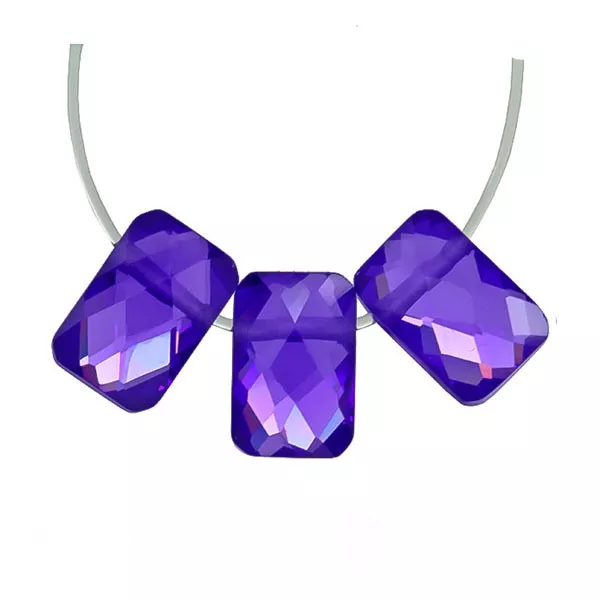 6 Cubic Zirconia Rectangle Cushion Beads 6x9mm Purple #96015