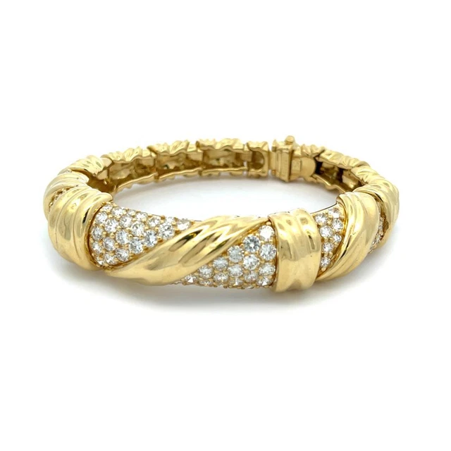 Jose Hess Diamond 18k Yellow Gold Graduated Section Link Bracelet Jose Hess Diamond 18k Yellow Gold Graduated Section Link Bracelet