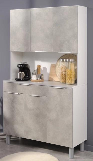 Credenza moderna con anta in vetro temperato e 3 cassetti, mobile consolle per ingresso