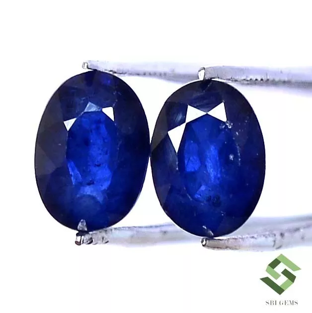 7x5 MM Saphir Naturel Bleu Coupe Ovale Paire 2.22 Carats Calibré Desseré Gemmes