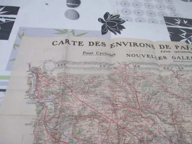 Grande carte plan des environs de Paris publicitaire Novelles galeries 2