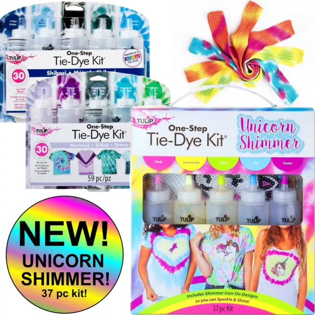 TULIP One Step Fabric Tie Dye Sets Kit Unicorn Shimmer Mermaid 5 Bottles Tiedye