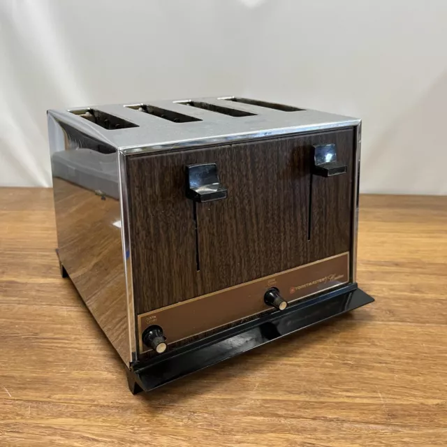vintage 4 slice general electric toaster mid century GE chrome MCM USA wood
