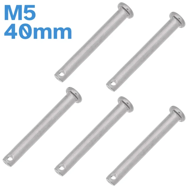 5pcs M5 5mm x 40mm 304 Stainless Steel Clevis Pin Fastener Tool Hinge Link
