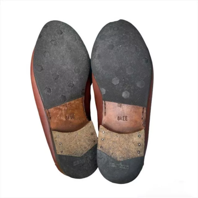 SALVATORE FERRAGAMO BROWN Leather Logo Metal Loafers Flat Shoes Men's 8 ...