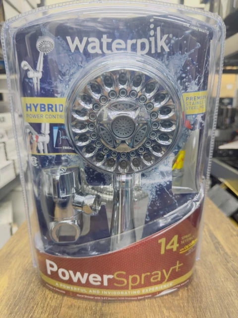 WATERPIK POWER SPRAY + Plus Shower Head 14 Spray Settings Hybrid ...