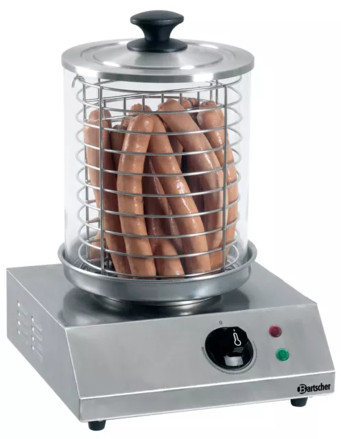 Bartscher Hot Dog Gerät Bockwurstwärmer A120406 mit Glaszylinder Würstchenwärmer