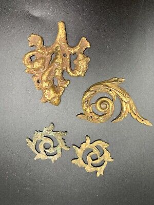 Vintage Cast brass decorative elements ormolu lot of 4 pc 2 matching