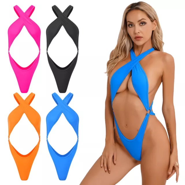 Womens Micro Bikini Set Cross Monokini Swimsuit One-Piece Bathing Suit Swimwear