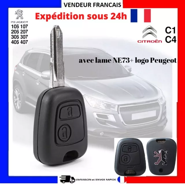 OCIODUAL Coque Clé Plip pour Peugeot 106 206 306 406 2 Bouton Sans