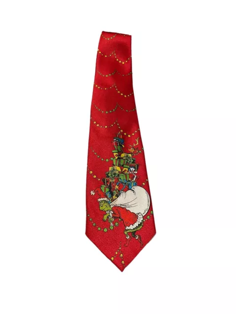 Dr.Seuss The Grinch Who Stole Christmas Holiday Men’s Tie Multicolored Presents