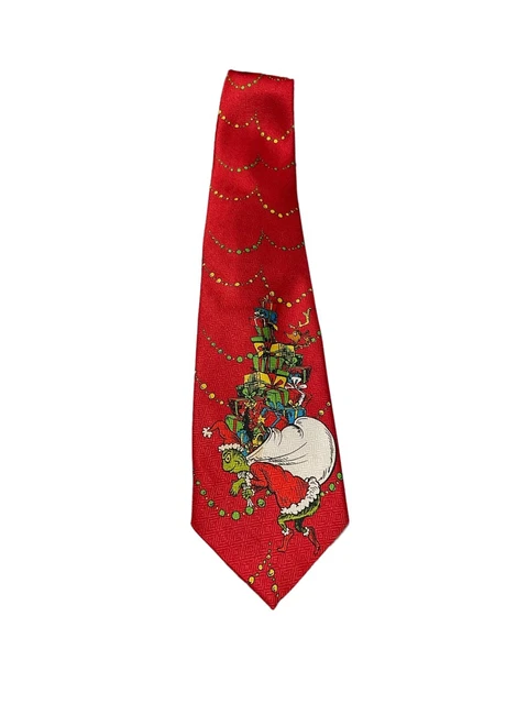 Dr.Seuss The Grinch Who Stole Christmas Holiday Men’s Tie Multicolored Presents