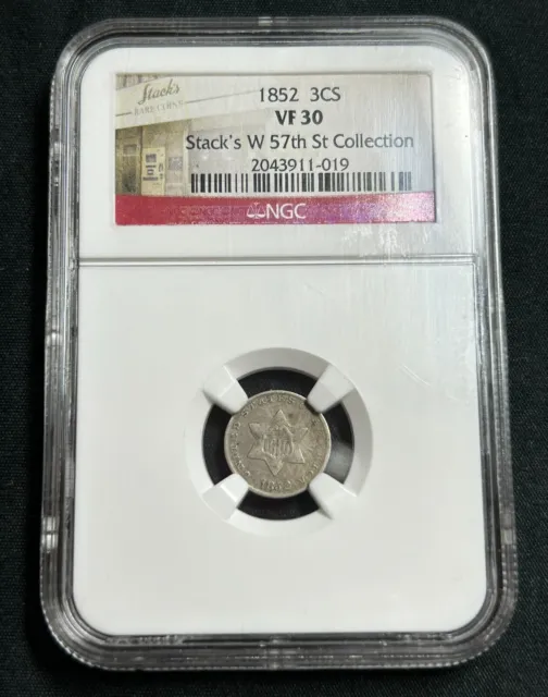 1852 Three Cent Silver Philadelphia Mint NGC VF 30