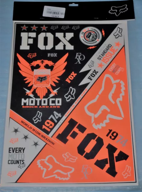 Planche de 29 stickers / Autocollants FOX orange neuf