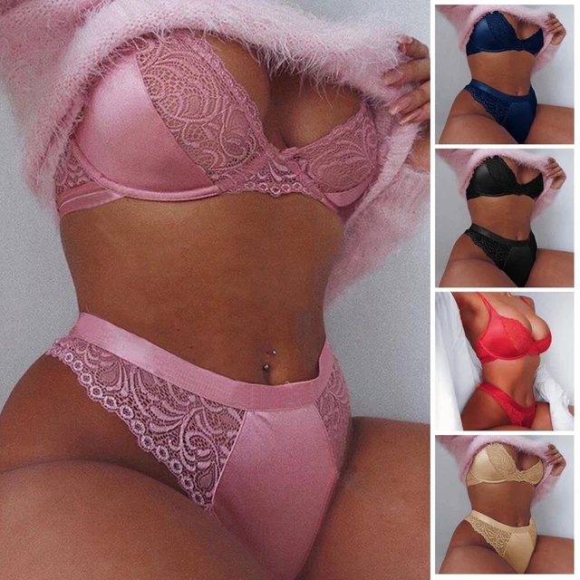 Ensemble captivant vêtements de nuit soutien-gorge push-up en dentelle avec cul