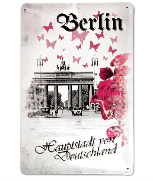 Letrero de Metal Berlín Puerta Brandenburgo 30CM, Nostalgia Escudo Metal, Nuevo