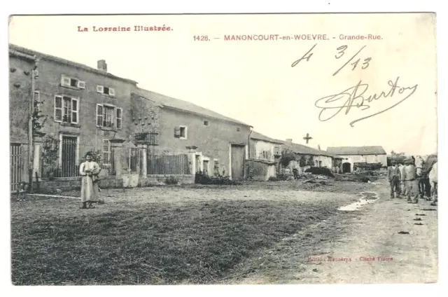 CPA 54 MANONCOURT in WOEVRE, Grande Rue, animated dated 1913