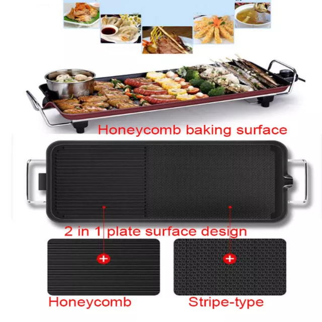 Extra Large Teppanyaki Grill Table Electric Hot Plate Bbq Griddle Camping 1500W 2