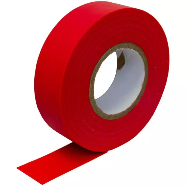10x 20m PVC ruban isolant 19mm Bande adhésive Rouge ruban isolant Électricien Ho