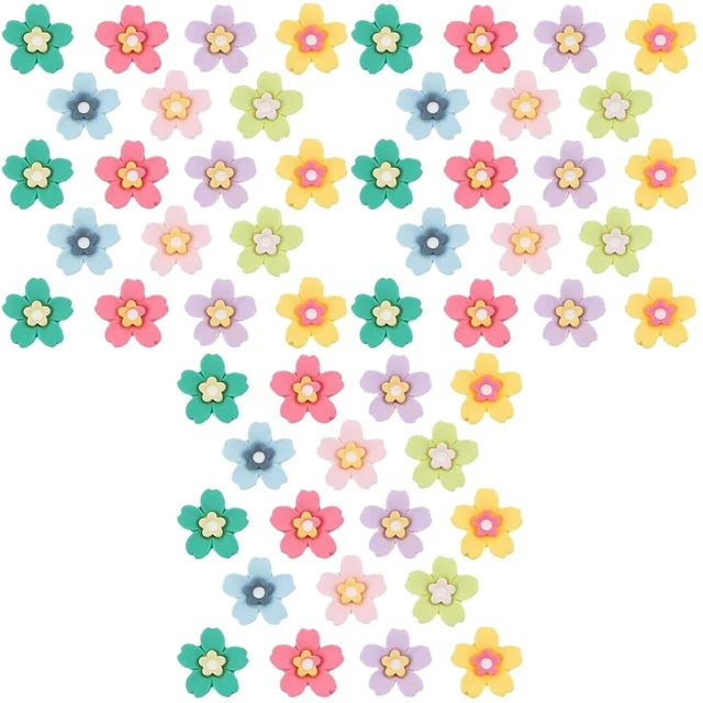 90 piezas Mini Flores Mini Plástico Flor Dijes Hágalo usted mismo Clip para el Cabello Kit Funda Teléfono Dic