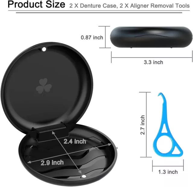 2 Stück Zahnspangendose Gebissdose, Zahnprothesen Behälter mit 2 Aligner Entfern 2