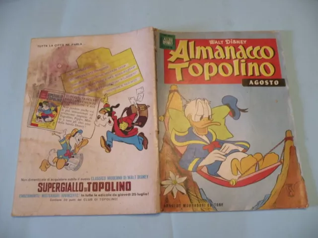 Almanacco Topolino 1963 N° 8 Mondadori Disney Orig. Buono Bollino