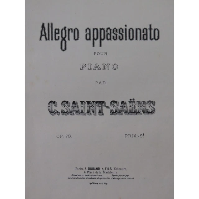 SAINT-SAËNS Camille Allegro appassionato Piano ca1900