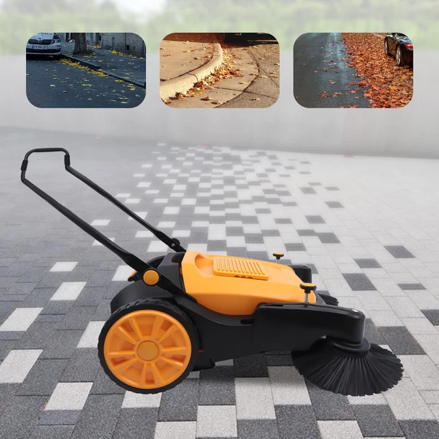 Outdoor Floor Street Sweeper Cleaner Hand Push Nylon Broom Sweeping Tool 55L 41"