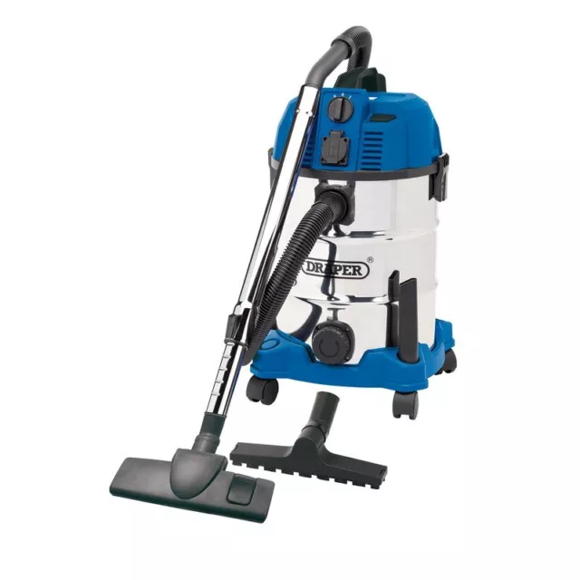 Draper 230V Wet and Dry Vacuum Cleaner with Stainless Steel Tank and Integrated