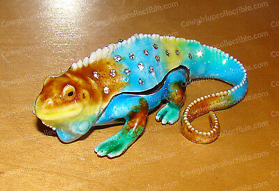 Baked Enamel Komodo Dragon (Reptile, 3456) Bejeweled Lizard Trinket Box