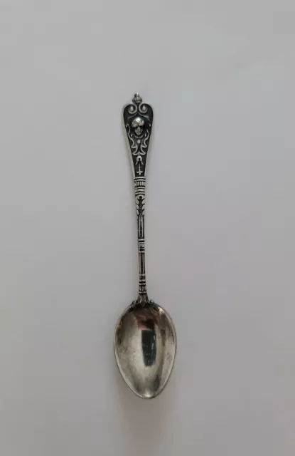 Victorian Cherub Face Sweden Verner Olsson Sterling Demitasse Spoon, 4", 11 gms