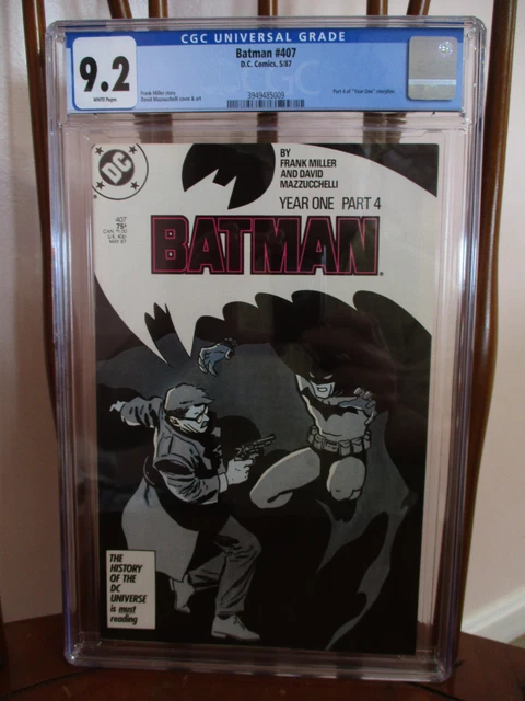 BATMAN #407 CGC 9.2 WHITE PAGES PART 4 OF YEAR ONE STORYLINE 1987 Frank Miller