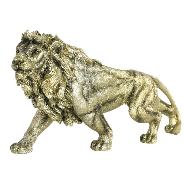 Lion Statue Casting Animal Figurine Retro Office Room Desktop Decoh