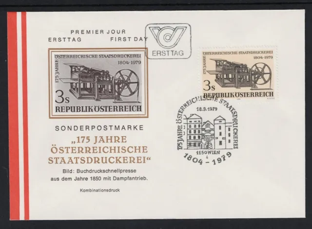 Österreich 1979 FDC, Ersttagsbrief, SStp." Staatsdruckerei in Österr."  ANK 1651